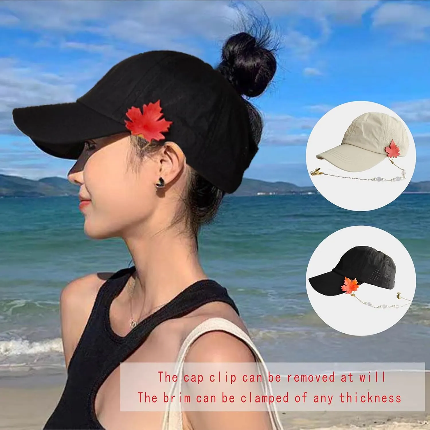 Women's Detachable Windproof Chain Cap Clip Cross Ponytail Baseball Cap Adjustable High Messy Bun Ponycap Quick Dry Cap