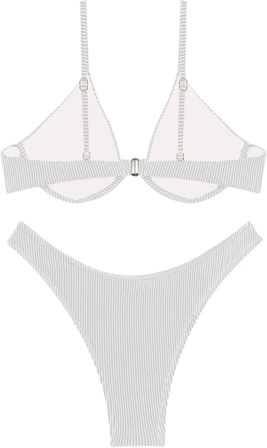 Women's Sexy Two Piece Undewrwire Thong Triangle Bikini Bathing Swimsuits