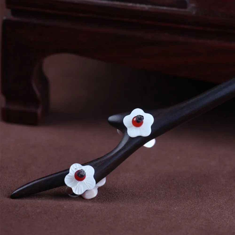 Wooden Hair Stick for Women Girl 7.08" Black Ebony Carved Hair Pins for Long Hair Handmand Hair Accessories for Buns (Model C)