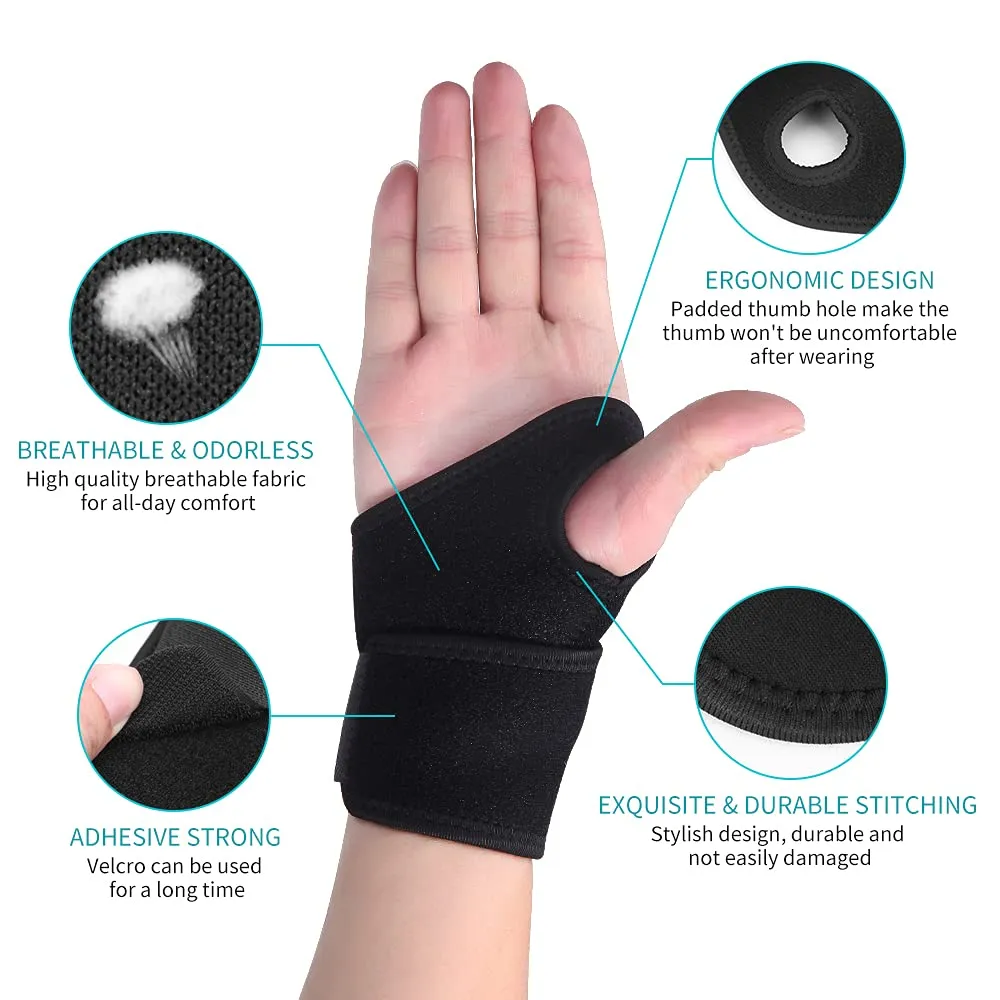 Wrist Brace for Carpal Tunnel, Breathable and Adjustable Wrist Support Brace for Arthritis and Tendinitis, Wrist Compression Wrap for Pain Relief, One Size Fits Left or Right Hand  Single